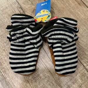 Organic Cotton Baby Booties‎ 6–12 Months Black & Gray Striped Unisex NWT